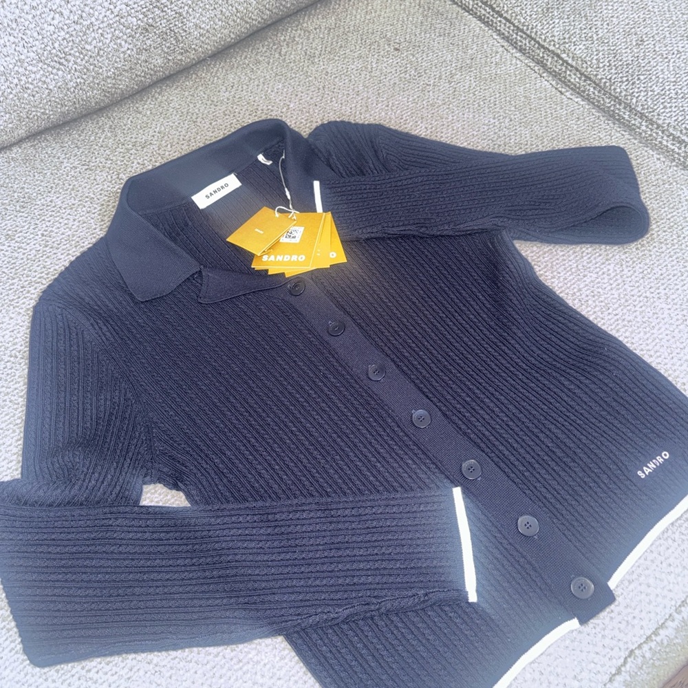 Sandro Elegant Black Knit Cardigan